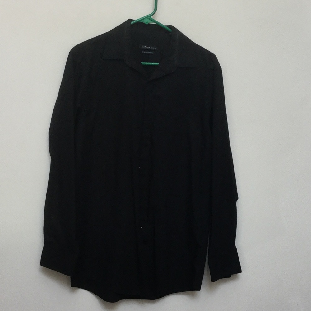 Van Heusen Stretch Slim Fit Black Button Down Size 15 (32/33) Formal Event Dance